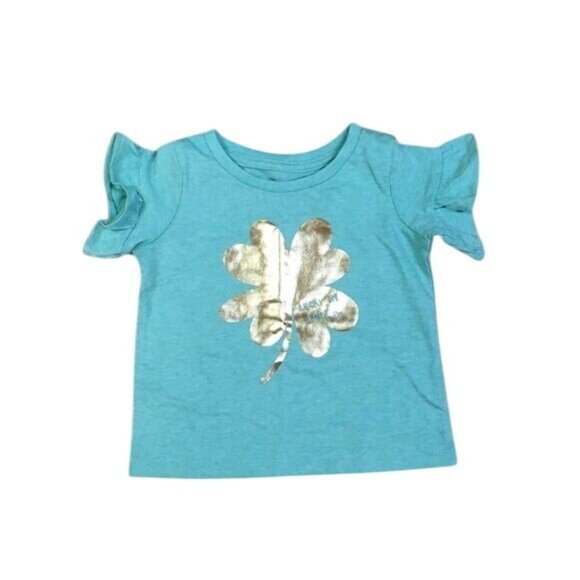 Gymboree Other - Gymboree Baby T-Shirt 0-3M NWT Light Green "Lucky in Love" Clover Ruffle Sleeves